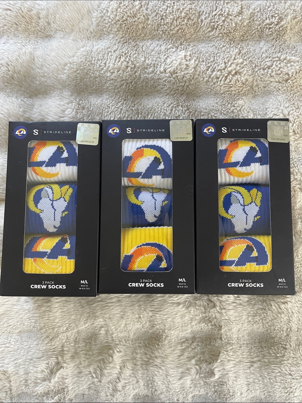 ❤️NEW!!!❤️ Los Angeles Rams 3-Pack Crew Socks. $24 each pack or ask to bundled.